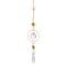 Glass Pendant Decorations, Hanging Suncatchers, with Brass Findings, for Home Decoration, Sun Pattern, 430mm