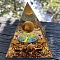 Resin Display Decoration, with Natural Tiger Eye, for Home Decoration, Pyramid, 60x60x60mm