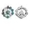 Synthetic Turquoise Pendants, with Tibetan Style Alloy Findings, Peace Sign, 40x37mm