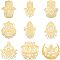 OLYCRAFT 9Pcs Copper Orgonite Sticker Hand of Fatima Sticker Decorate Stickers Self Adhesive Golden Stickers for Scrapbooks DIY Resin Crafts Phone & Water Bottle Decoration - 1.6x1.6 Inch