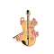 Alloy Enamel Pendants, Musical Instrument with Flower Charm, Golden, Cello, 35x24.5x1mm, Hole: 1.8mm