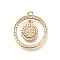 Brass Micro Pave Cubic Zirconia Pendants, Cadmium Free & Nickel Free & Lead Free, Real 18K Gold Plated, Ring Charms, Flat Round, 21x18x3mm, Hole: 1.5mm
