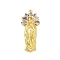 Eco-friendly Rack Plating Brass Micro Pave Cubic Zirconia Pendants, Cadmium Free & Lead Free, Long-Lasting Plated, Religion Virgin Mary Charm, Real 18K Gold Plated, 25.5x11.5x3mm, Hole: 0.6mm