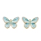 304 Stainless Steel Enamel Pendants, Ion Plating(IP), Butterfly Charms, Real 18K Gold Plated, Light Blue, 22x30x2.5mm, Hole: 1.2mm