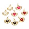 Real 18K Gold Plated Brass Enamel Pendants, with Jump Rings, Long-Lasting Plated, Heart, Mixed Color, 20.5x20x2.5mm, Hole: 3.5mm