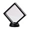 Plastic Frame Stands, with Transparent Membrane, For Ring, Pendant, Bracelet Jewelry Display, Rhombus, Black, Frame: 11x11cm,
Bottom Round Base: 5.5x1.7cm