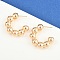 Brass Stud Earrings, C-Shaped with Round, Real 18K Gold Plated, 33x8mm