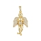 Brass Micro Pave Cubic Zirconia Pendants, Cadmium Free & Lead Free, Angel, Real 18K Gold Plated, 39.5x23x5.5mm, Hole: 5.5x3.5mm