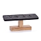T-Bar Microfiber Cloth Ring Display Stands, with Bamboo Holder, Gray, 19.9x8.4x6.1cm