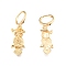 Brass Owl Dangle Leverback Earrings Findings, Rhinestone Settings, Cadmium Free & Nickel Free & Lead Free, Real 18K Gold Plated, 35mm, Pin: 1mm, For 2mm Rhinestone