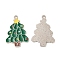 Christmas Alloy Enamel Pendants, Platinum, Christmas Tree, 24x17x1mm, Hole: 1.5mm
