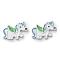 304 Stainless Steel Enamel Charms, Unicorn Charm, Green, 10.5x14x1.5mm, Hole: 1mm
