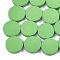 Painted Natural Poplar Wood Beads, Flat Round, Light Green, 15x4.5mm, Hole: 1.2mm