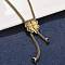 304 Stainless Steel Crystal Rhinestone Clover Lariat Necklaces, Ion Plating(IP), Golden, 24.80 inch(63cm)