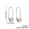 Fashionable Brass Brooch Shape Hoop Earrings, Heart, 32x11mm