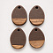 Resin & Walnut Wood Pendants, teardrop, Coconut Brown, 17.5x13x4mm, Hole: 1.8mm