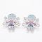 Brass Micro Pave Cubic Zirconia Links, Girl, Platinum, 16x16x1.5mm, Hole: 1mm