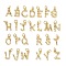Brass Pendants, Cadmium Free & Lead Free, with Jump Ring, Golden, Letter Charms, Letter A~Z, 12x3~11x2mm, Hole: 3mm