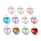 Heart Gradient Color Baking Paint Transparent Glass Pendants, with 304 Stainless Steel Flat Head Pins Loops, Golden, 17.5x13x6.5mm, Hole: 3.5mm