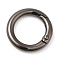 Rack Plating Brass Spring Gate Rings, Round Ring, Lead Free & Cadmium Free, Long-Lasting Plated, Gunmetal, 6 Gauge, 25x4mm