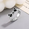 Fashionable Brass Enamel Adjustable Open Cuff Rings, Panda, Cartoon Style, Platinum, Inner Diameter: Adjustable