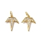 Rack Plating Brass Micro Pave Cubic Zirconia Pendants, with Jump Ring, Long-Lasting Plated, Lead Free & Cadmium Free, Leaf Charm, Real 18K Gold Plated, 13x11x2mm, Hole: 3.5mm