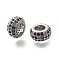 Brass Micro Pave Cubic Zirconia European Beads, Large Hole Beads, Cadmium Free & Nickel Free & Lead Free, Flat Round, Real Platinum Plated, 9.5x5mm, Hole: 4.5mm