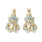 Brass Micro Pave Cubic Zirconia Pendants, Cadmium Free & Lead Free, Real 16K Gold Plated, Bear Charms, Sky Blue, 28x18x5.5mm, Hole: 5x3mm