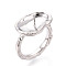 Oval Brass Finger Ring Settings, for Half Drilled Beads, Cadmium Free & Nickel Free & Lead Free, Real Platinum Plated, Pin: 0.7mm, 13.1mm, Inner Diameter: 16.4~16.9mm