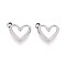 304 Stainless Steel Pendant Cabochon Settings, Heart, Stainless Steel Color, Tray: 4x9mm, 10.5x12.5x2mm, Hole: 1.4mm