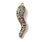 Rack Plating Brass Micro Pave Cubic Zirconia Pendant, Cadmium Free & Lead Free, Long-Lasting Plated, Horn of Plenty/Italian Horn Cornicello Charms, Real 18K Gold Plated, 31x12x7mm, Hole: 1.2mm