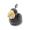 Flocky Resin Pendants, Duck, with Platinum Iron Loop, Black, 17x13x22mm, Hole: 2mm