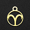 201 Stainless Steel Charms, Flat Round with Constellation, Golden, Aries, 13.4x10.8x1mm, Hole: 1.5mm