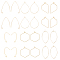12 Pairs 6 Styles Brass Earring Hooks, with Horizontal Loop, Golden, 30~39x17.5~25.5x0.8mm, Pin: 0.8mm, 2 pairs/style