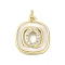 Rack Plating Brass Micro Pave Clear Cubic Zirconia Pendants, with Shell, Cadmium Free & Lead Free, Long-Lasting Plated, Real 18K Gold Plated, with Jump Ring, Letter O, 17.5x15x2.5mm, Hole: 3mm