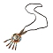 Retro Style Glass & Acrylic & CCB Beads Pendant Necklaces, PU Imitation Leather Necklaces, Colorful, 19.69 inch(50cm)