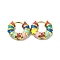 Enamel Round Hoop Earrings, Real 14K Gold Plated 304 Stainless Steel Jewelry for Women, Colorful, 18x21x6mm, Pin: 1mm