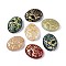 Opaque Glass Beads, Oval with Flower, Golden Metal Enlaced, Mixed Color, 20~21x16x6.5mm, Hole: 1~1.2mm
