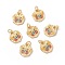 Rack Plating Brass  Enamel Pendants, Cadmium Free & Lead Free & Nickle Free, with Jump Ring, Nuggets with Butterfly, Real 18K Gold Plated, 13x11x1.5mm, Jump Ring: 5x0.6mm, Inner Diameter: 3.5mm