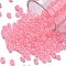 8/0 Ceylon Round Glass Seed Beads, Pink, Size: about 3mm in diameter, hole:1mm, about 1101pcs/50g