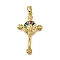 Brass Micro Pave Clear Cubic Zirconia Pendants, Crucifix Cross, Long-Lasting Plated, Rack Plating, Lead Free & Cadmium Free, Real 18K Gold Plated, 32x19x3mm, Hole: 6x3mm