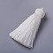 Nylon Tassel Pendants, White, 70~72x17~18mm, Hole: 3~4mm