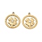 Ion Plating(IP) 316 Stainless Steel Pendants, Nickel Free, with Rhinestone, Flat Round Clover, Real 18K Gold Plated, 17x15x3mm, Hole: 1.2mm