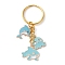 Ocean Alloy Enamel Keychain, with Iron Split Key Rings, Octopus & Shark & Dolphin, Sky Blue, 6.9cm