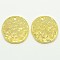 Alloy Blank Flat Round Hammered Pendants, Cadmium Free & Lead Free, Golden, 24x22x1mm, Hole: 2mm
