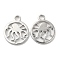 Non-Tarnish 304 Stainless Steel Charms, Flat Round with Octopus Charm, Stainless Steel Color, 10x8x1mm, Hole: 1.5mm