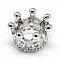 Rack Plating Brass Micro Pave Cubic Zirconia Beads, Crown, Large Hole Beads, Long-Lasting Plated, Cadmium Free & Lead Free, Platinum, 11x7mm, Hole: 6mm