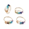 Copper Wire Wrapped Natural Gemstone Round Beaded Finger Rings for Women, US Size 8 1/2(18.5mm)