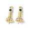Brass Micro Pave Cubic Zirconia Peg Bails Charms, for Half Drilled Bead, Lead Free & Cadmium Free, Long-Lasting Plated, Rack Plating, Real 18K Gold Plated, 15.5mm, Hole: 1.2mm, Pin: 0.5mm