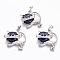 Natural Lapis Lazuli Kitten Pendants, with Platinum Tone Brass Findings, Cartoon Cat Shape, 28x30x9mm, Hole: 5x7mm